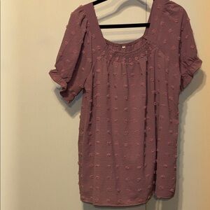 Amazon Purple and Pink Smocked Cuffed Sleeve Blouse